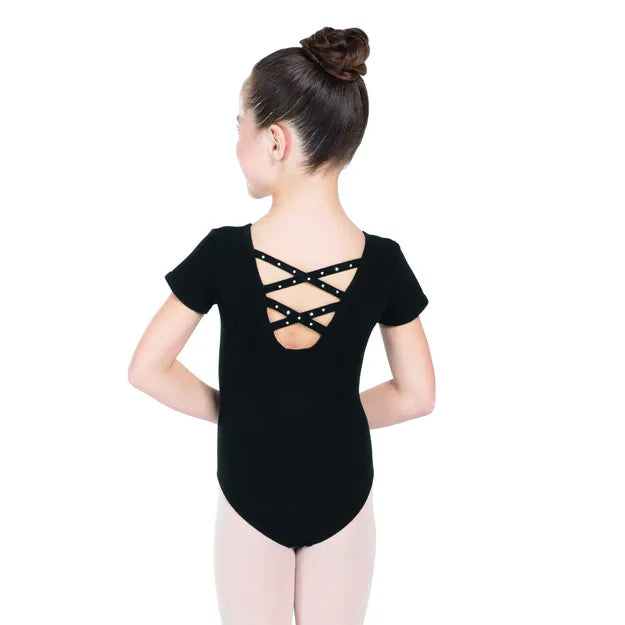 1st Position Seamless Rhinestone Cross Back Leotard - Child